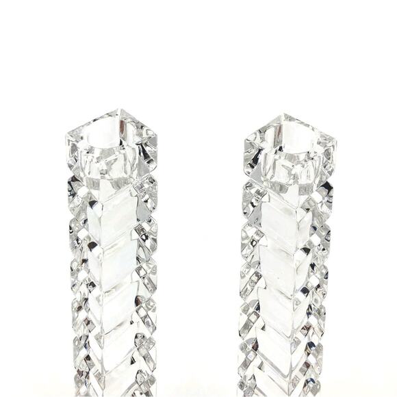 CRYSTAL 7" Offset Stacked Square Candlesticks - Picture 3 of 10
